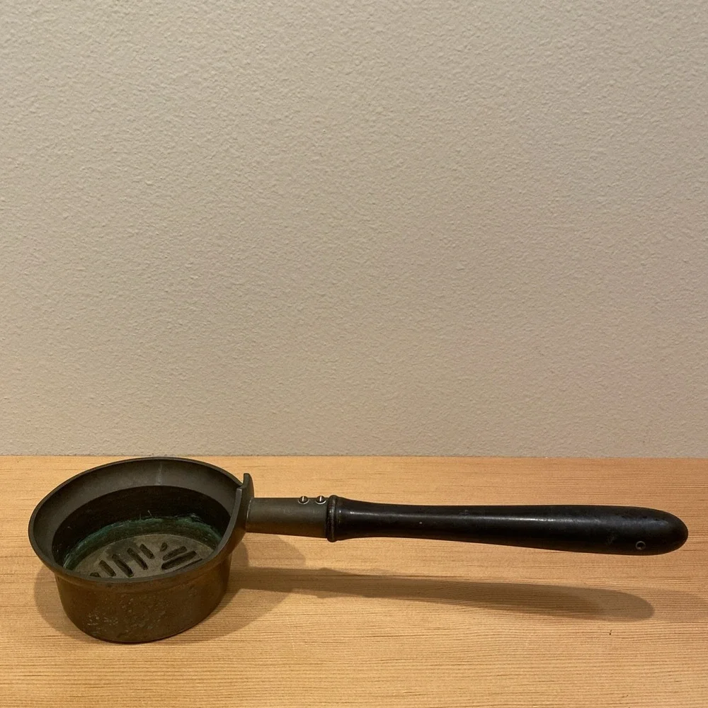 Vintage Silk Iron Pan Long Handle Green‎ Oxidation